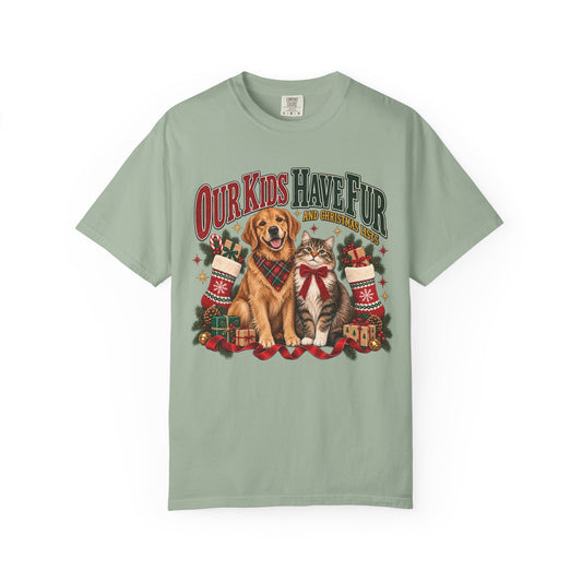Our Kids Have Fur and Christmas Lists T-Shirt – Funny Pet Parent Christmas Tee