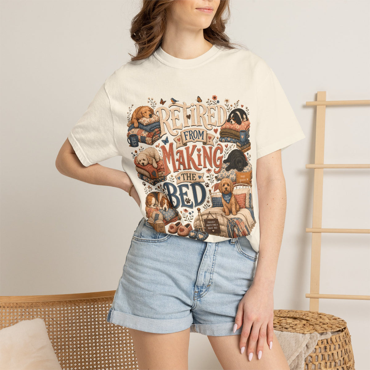 Retired From Making the Bed T-Shirt Dog Mom