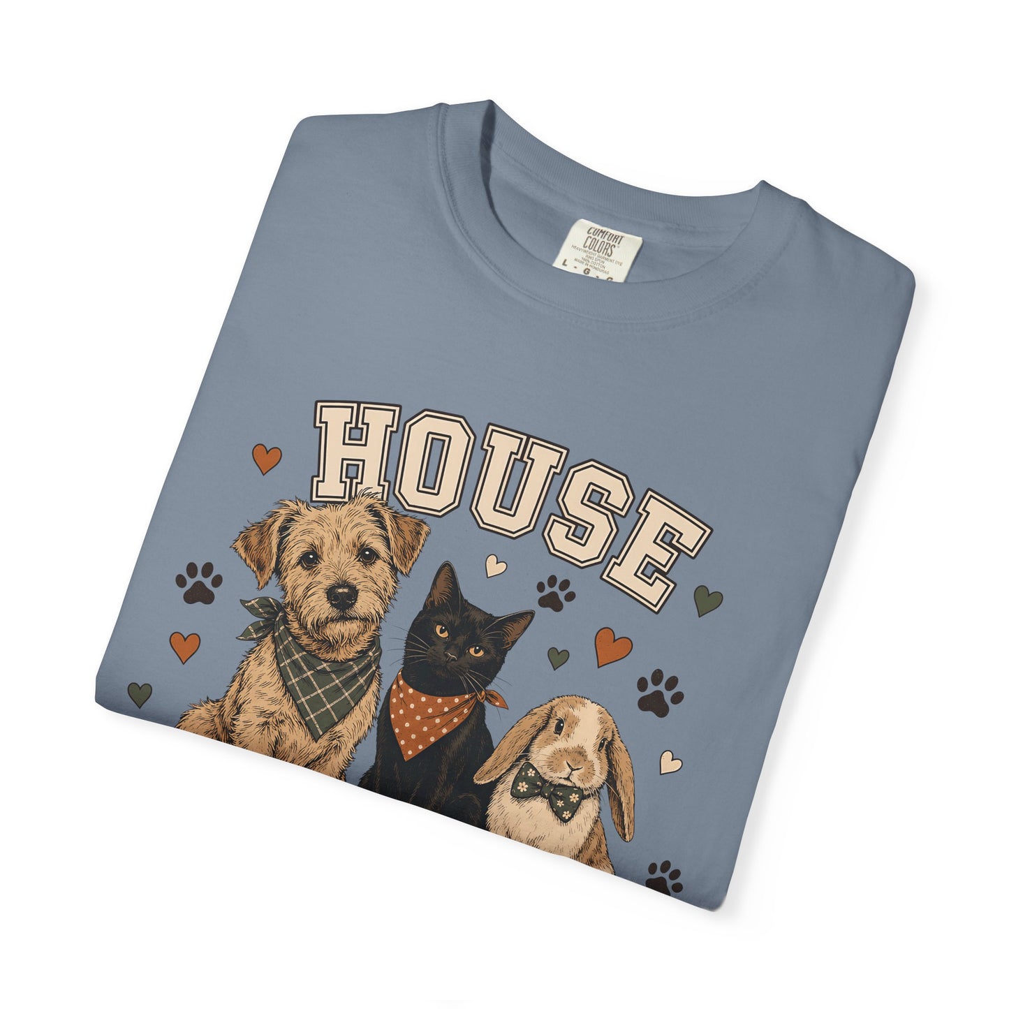"House Pet Social Club" Varsity-Style Dog, Cat & Bunny T-Shirt