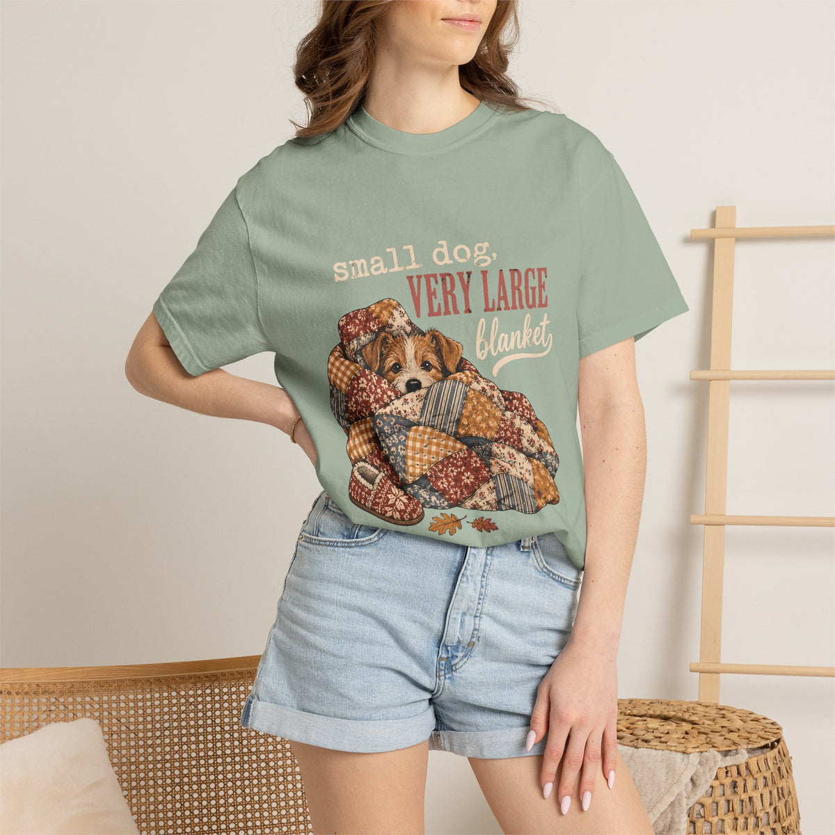 Small Dog Very Large Blanket T-Shirt – Funny Cozy Dog Lover Tee