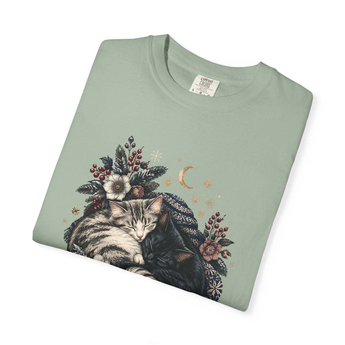 Sleeping Cats Winter T-Shirt – Celestial Cozy Cat Lover Tee