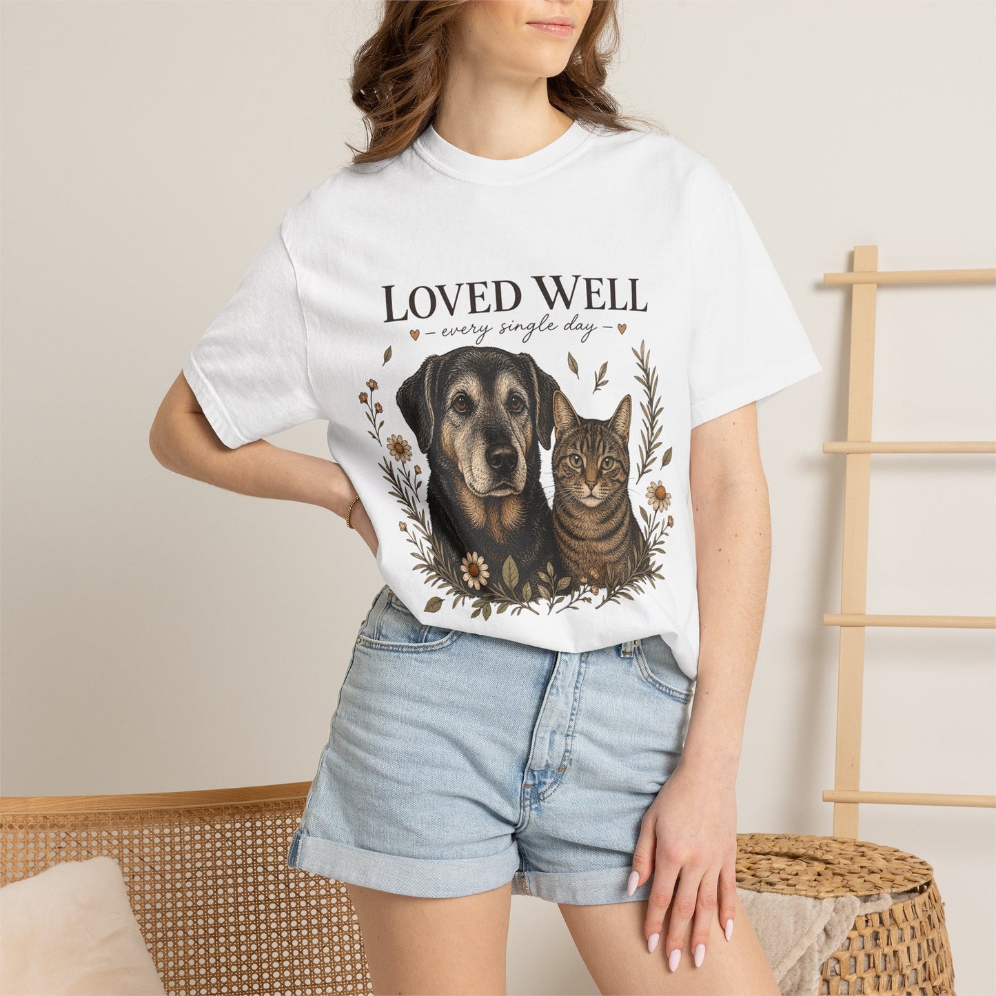 "Loved Well, Every Single Day" Dog & Cat Portrait T-Shirt