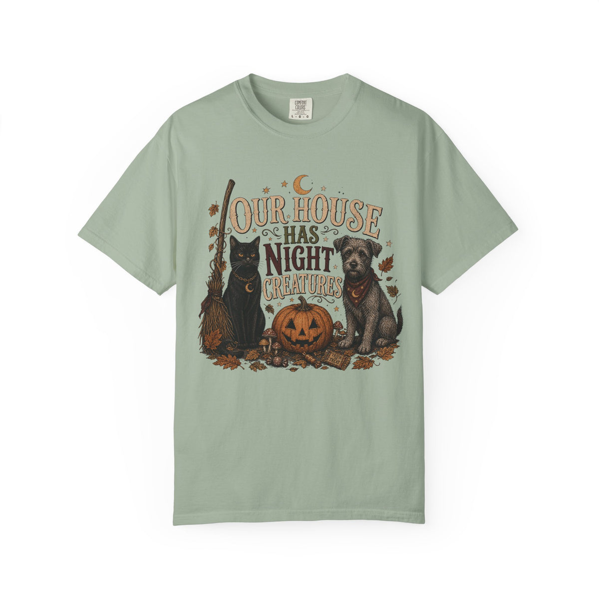 Our House Has Night Creatures T-Shirt – Funny Halloween Dog & Cat Shirt