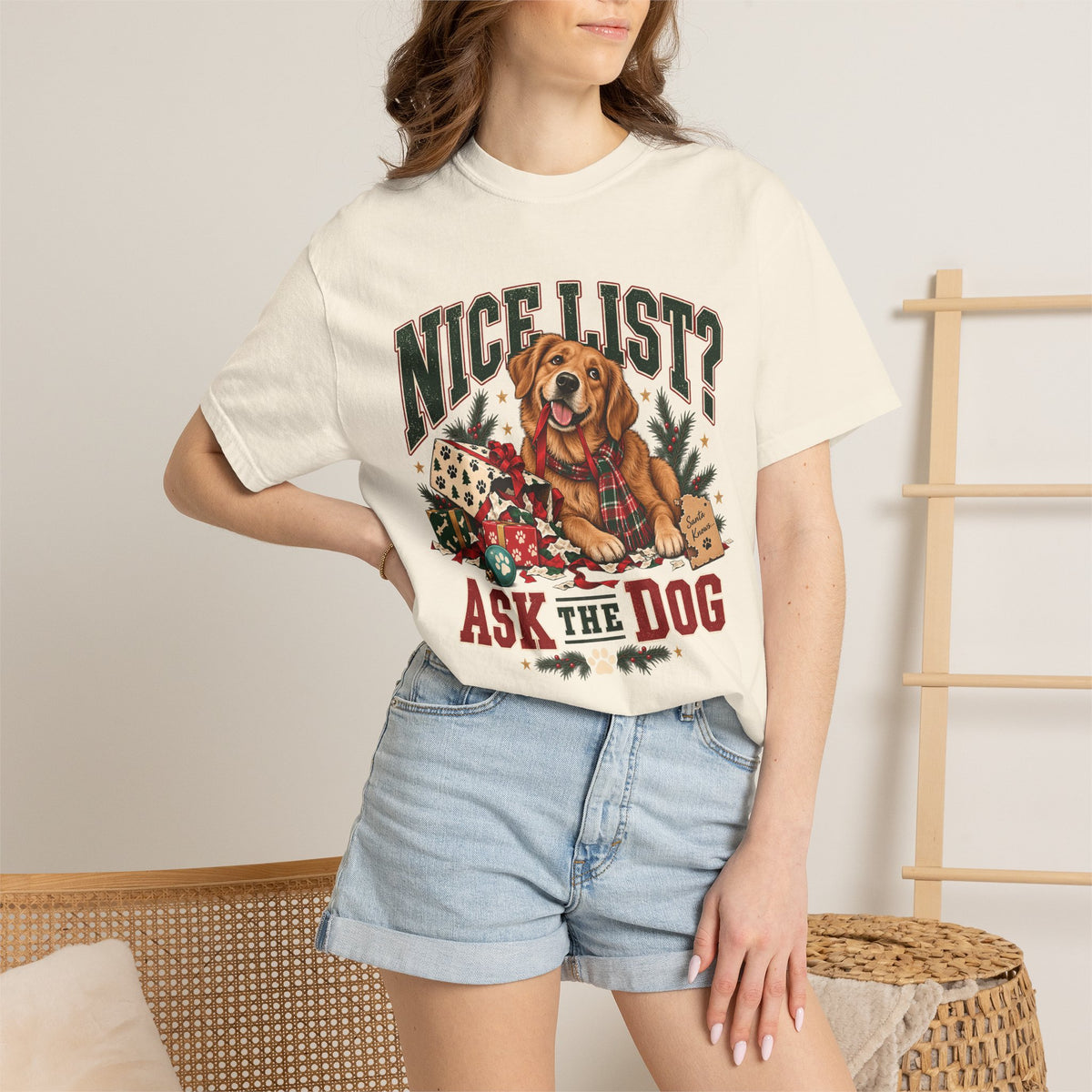 Nice List? Ask the Dog T-Shirt – Funny Christmas Dog Lover Tee