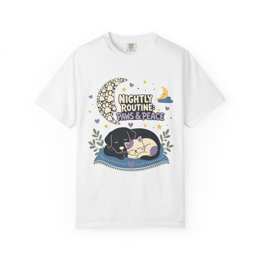 Nightly Routine Paws and Peace — Cute Pet Lover T-Shirt