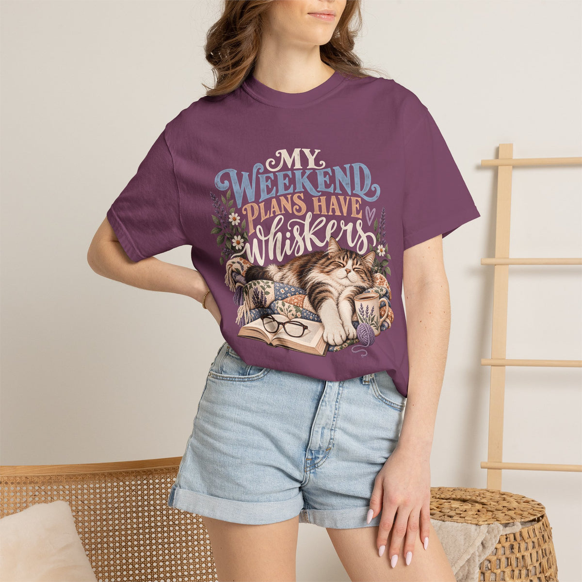 My Weekend Plans Have Whiskers T-Shirt – Cozy Cat Lover Tee