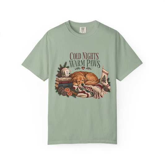Cold Nights Warm Paws T-Shirt – Cozy Christmas Dog Lover Tee