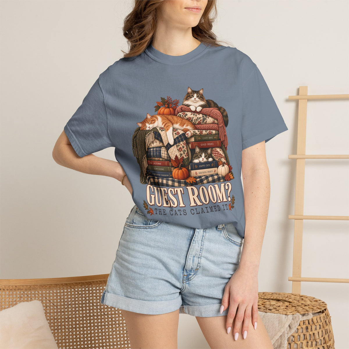 Guest Room? The Cats Claimed It T-Shirt – Funny Cat Lover Tee