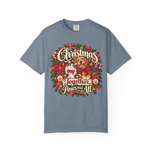 Christmas Together Paws and All T-Shirt – Dog & Cat Christmas Tee