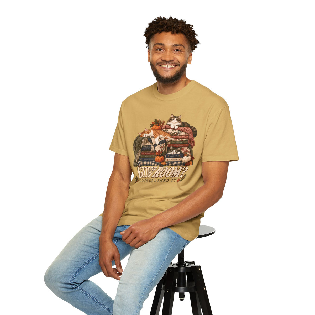 Guest Room? The Cats Claimed It T-Shirt – Funny Cat Lover Tee