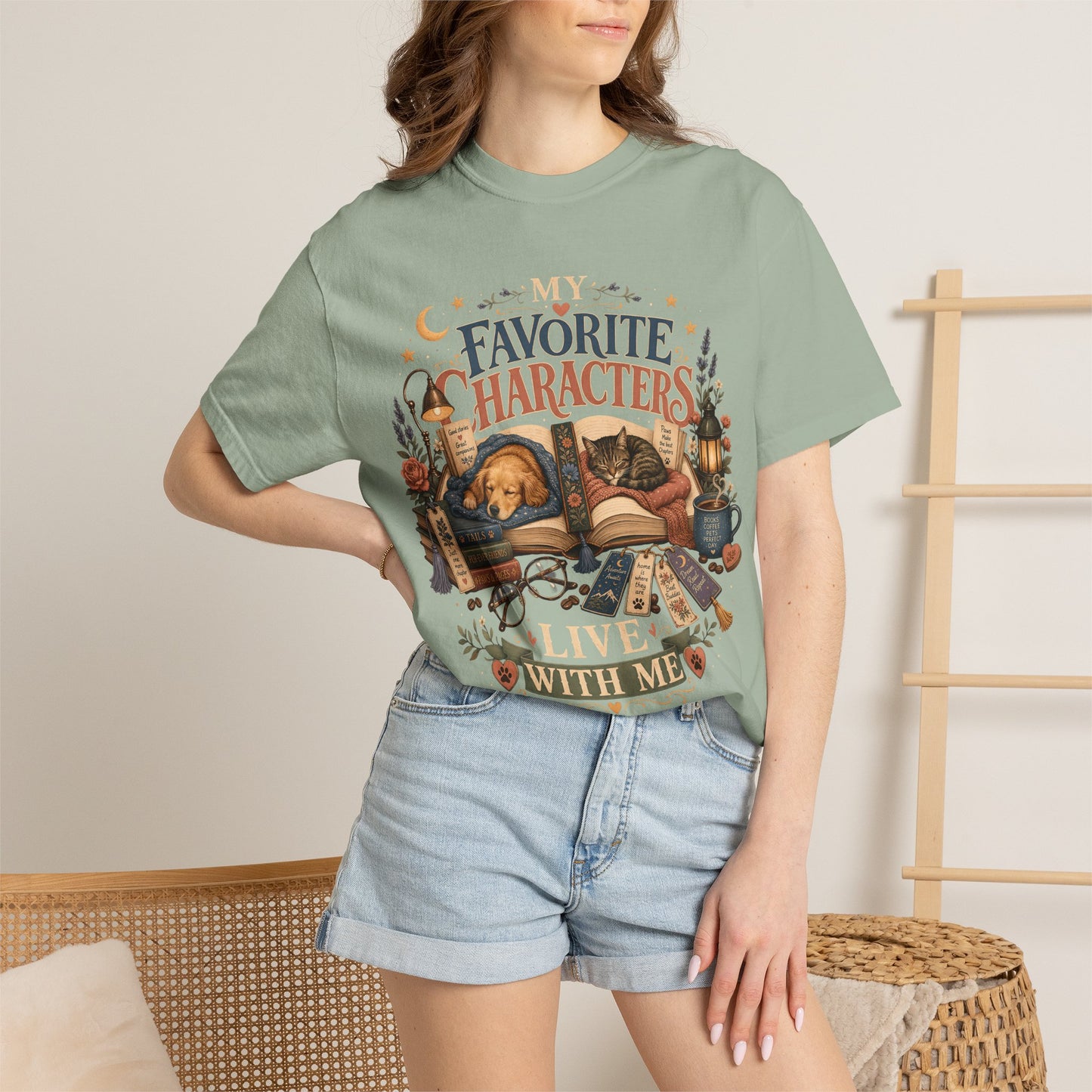 My Favorite Characters Live With Me — Cute Pet Lover Cottage T-Shirt