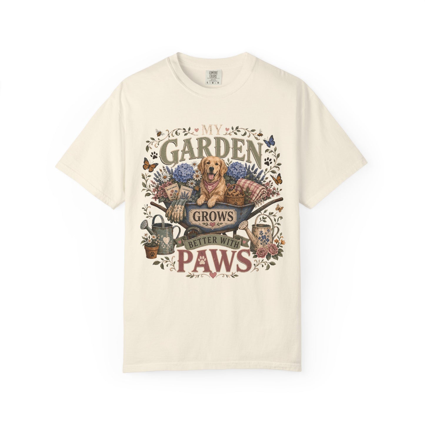 My Garden Grows Better with Paws" Dog & Gardening T-Shirt
