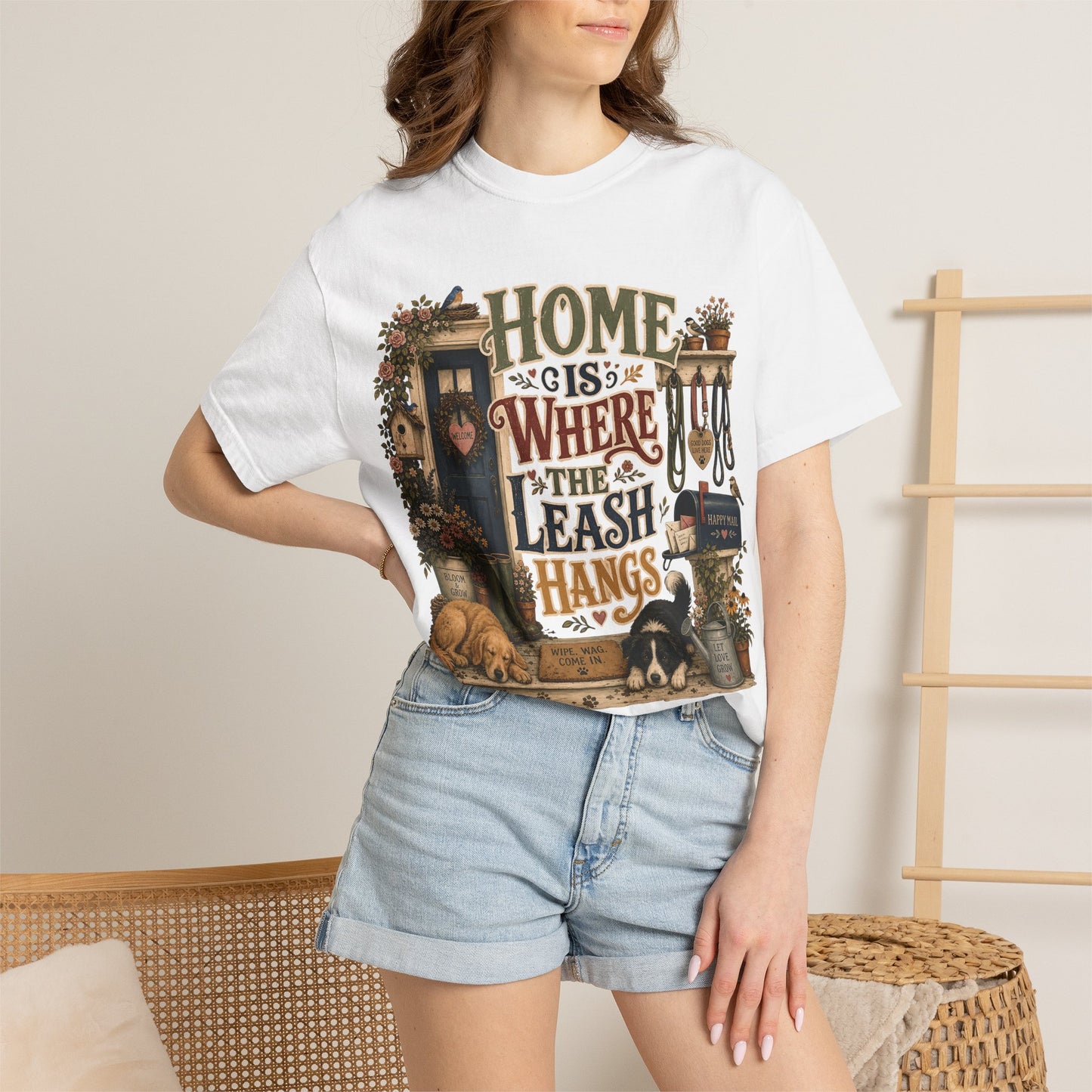 Home Is Where the Leash Hangs Shirt T-Shirt Dog Mom