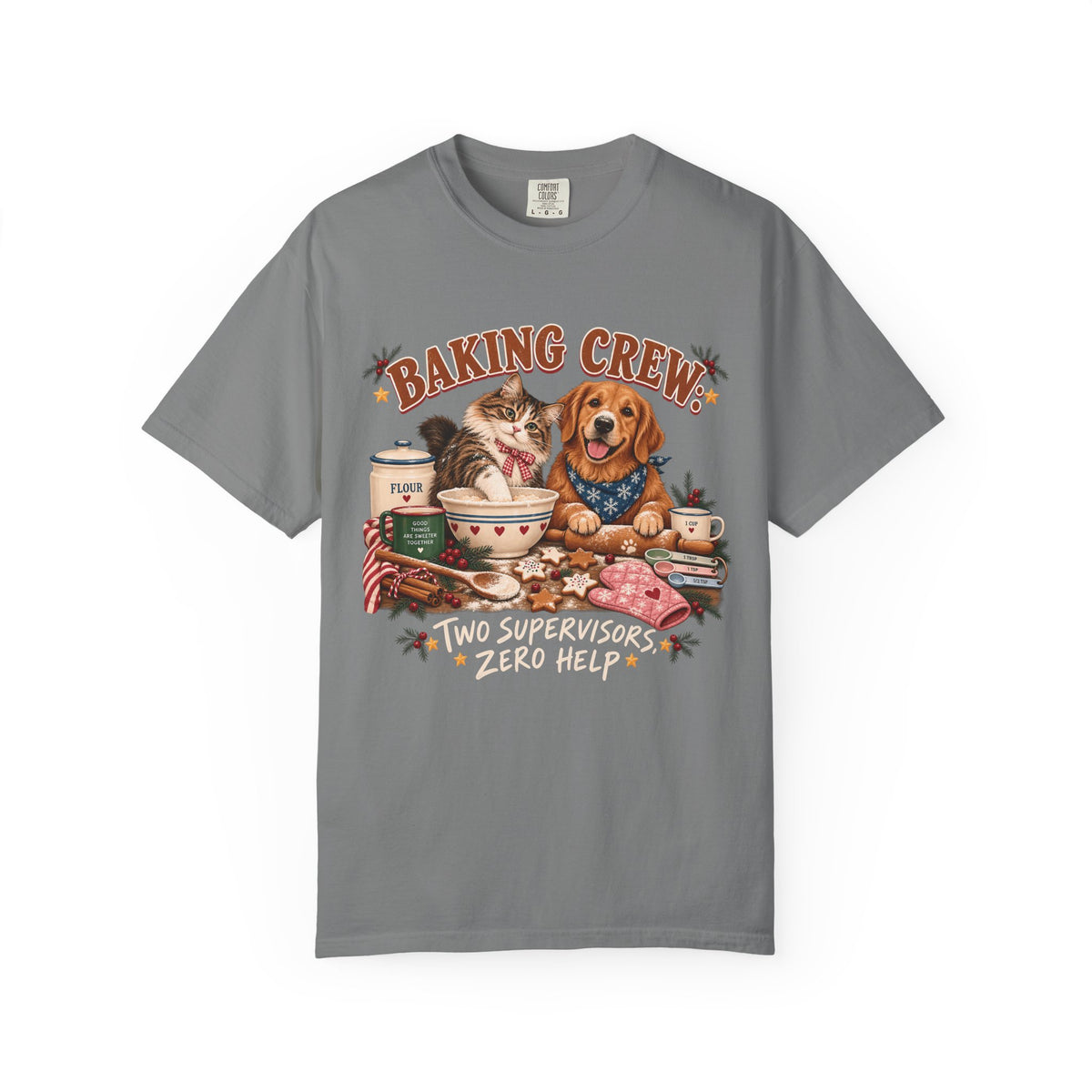 Baking Crew Two Supervisors Zero Help T-Shirt – Funny Christmas Pet Tee