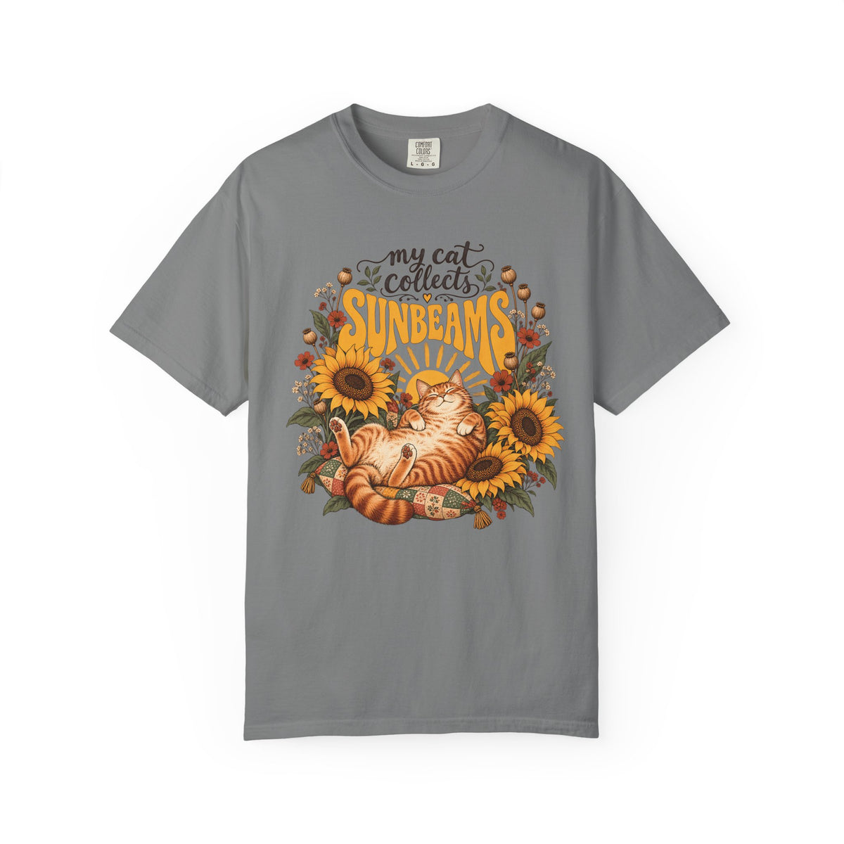My Cat Collects Sunbeams T-Shirt – Sunflower Ginger Cat Lover Tee