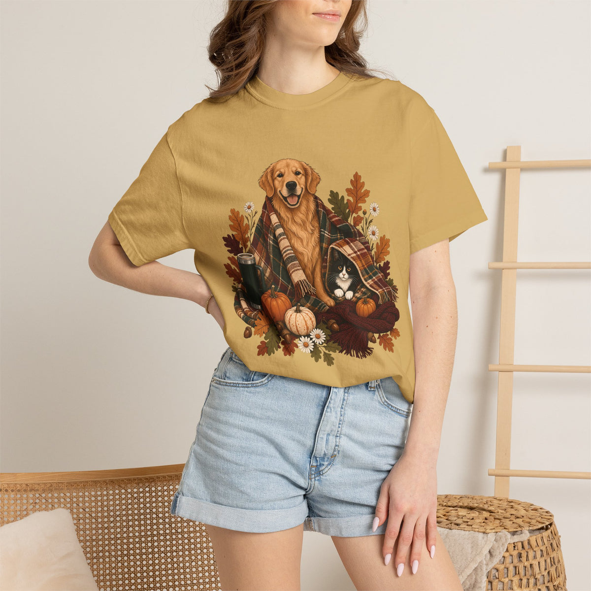Cozy Fall Dog & Cat T-Shirt – Autumn Pet Parent Tee