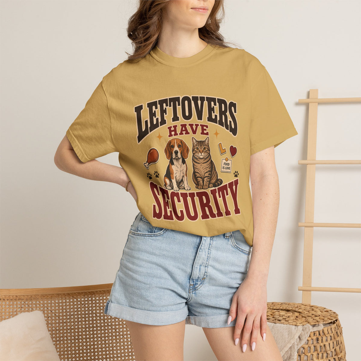 Leftovers Have Security T-Shirt – Funny Dog & Cat Pet Parent Tee