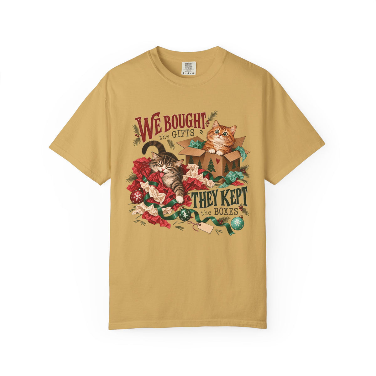 We Bought the Gifts They Kept the Boxes T-Shirt – Funny Christmas Cat Tee