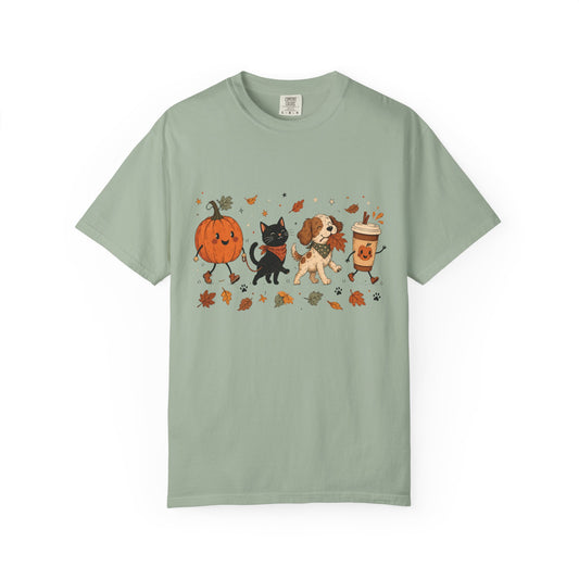Cute Fall Dog & Cat T-Shirt – Cozy Autumn Pet Lover Graphic T-Shirt