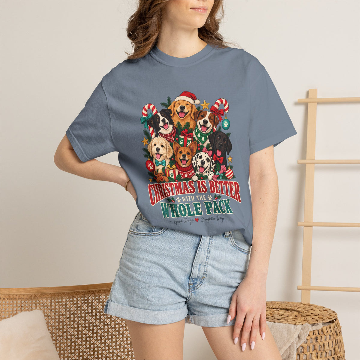Christmas Is Better With the Whole Pack T-Shirt – Multi-Dog Christmas Tee