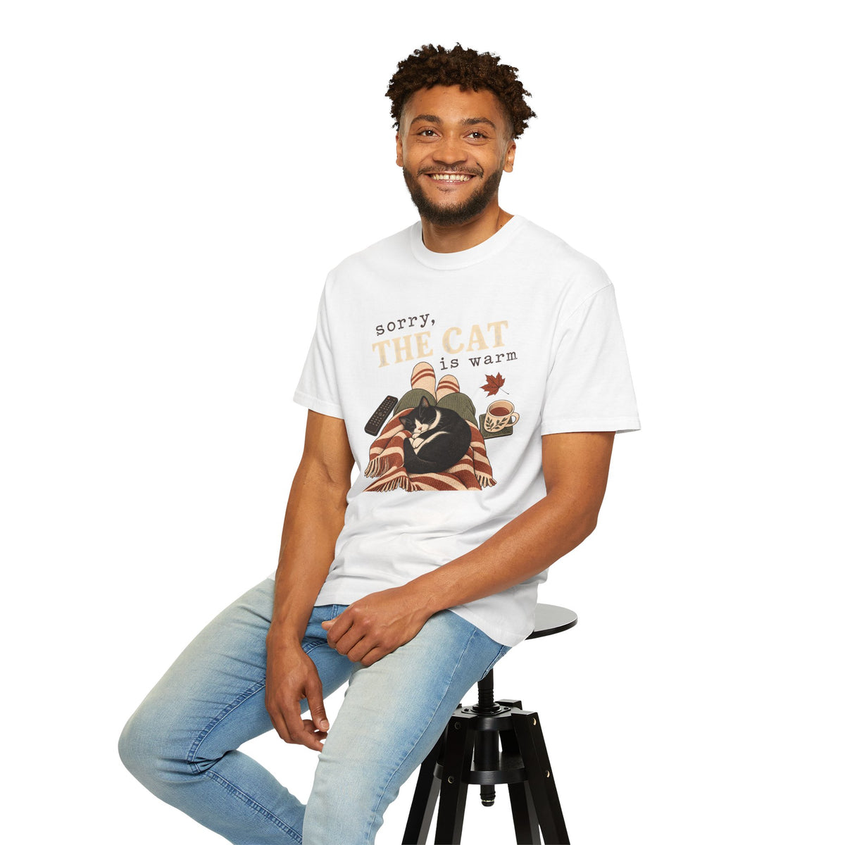 Sorry, The Cat Is Warm T-Shirt – Funny Cat Lover Cozy Lap Tee