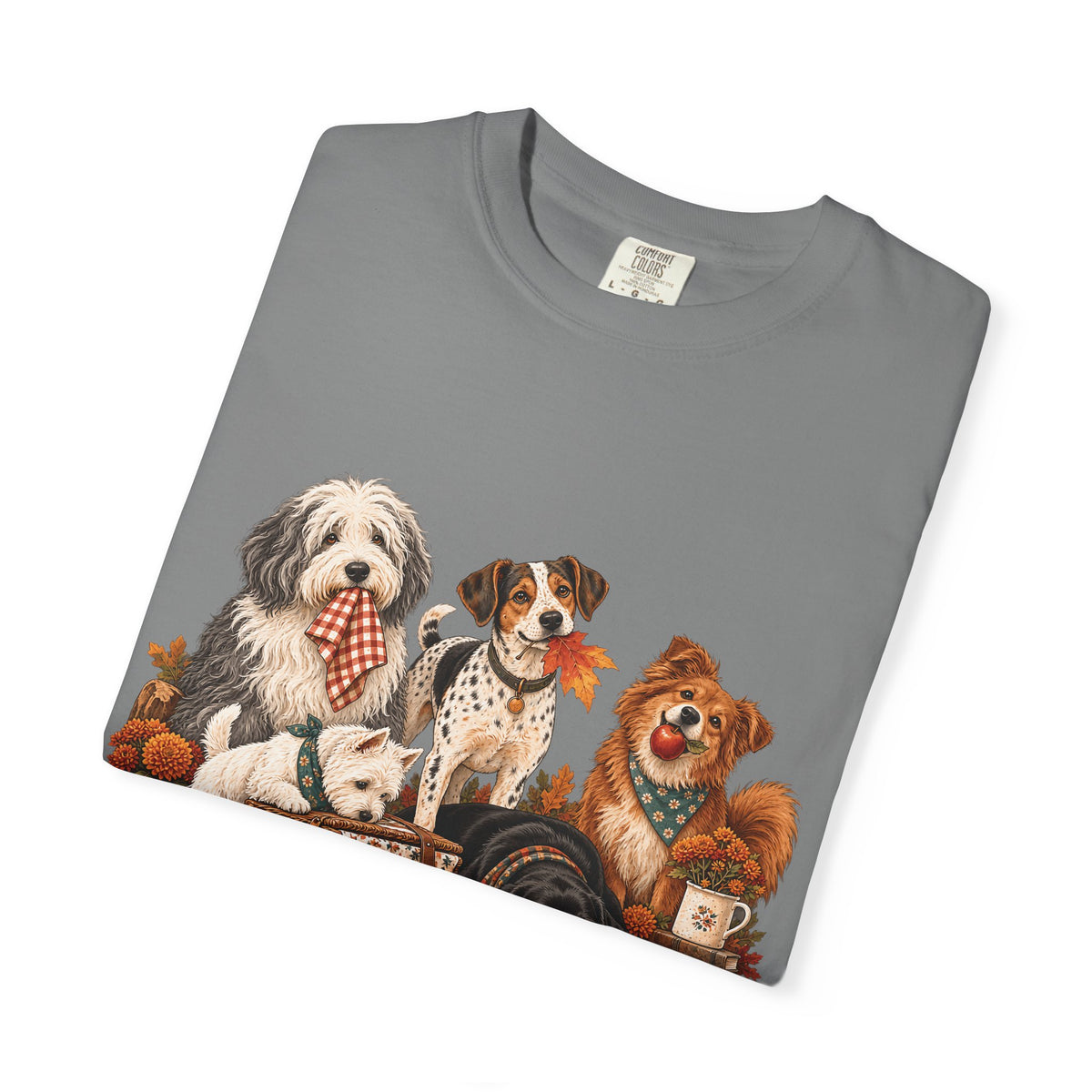 Autumn Dog Family T-Shirt – Vintage Fall Five Dogs Tee