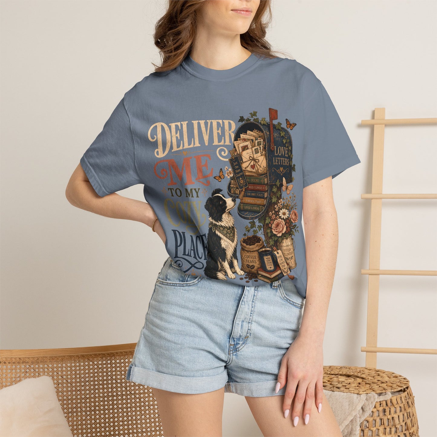 Deliver Me to My Cozy Place Shirt | Book Lover Dog Mom T-Shirt | | Cozy Coffee Reader Shirt | Comfort Colors