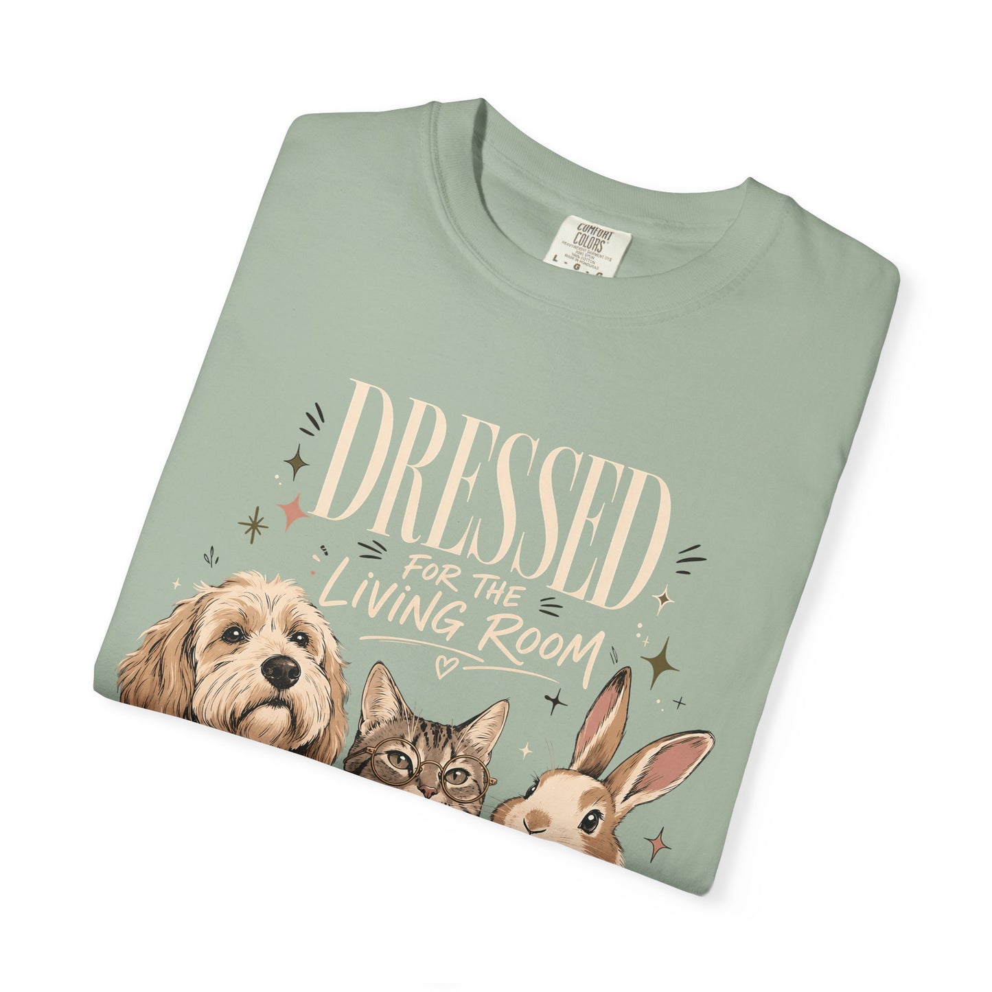 "Dressed for the Living Room" Dog, Cat & Bunny T-Shirt
