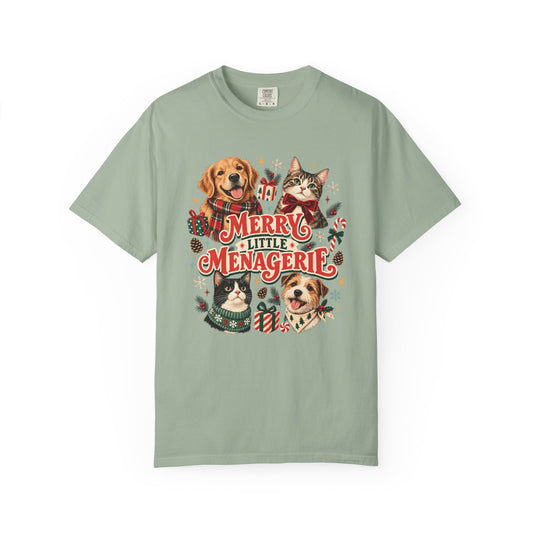 Merry Little Menagerie T-Shirt – Christmas Dog & Cat Pet Lover Tee