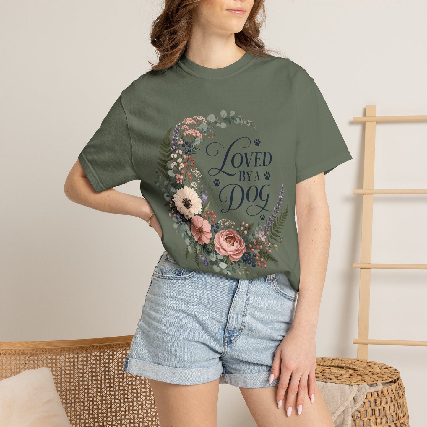 Loved by a Dog Floral — Cute Pet Lover T-Shirt