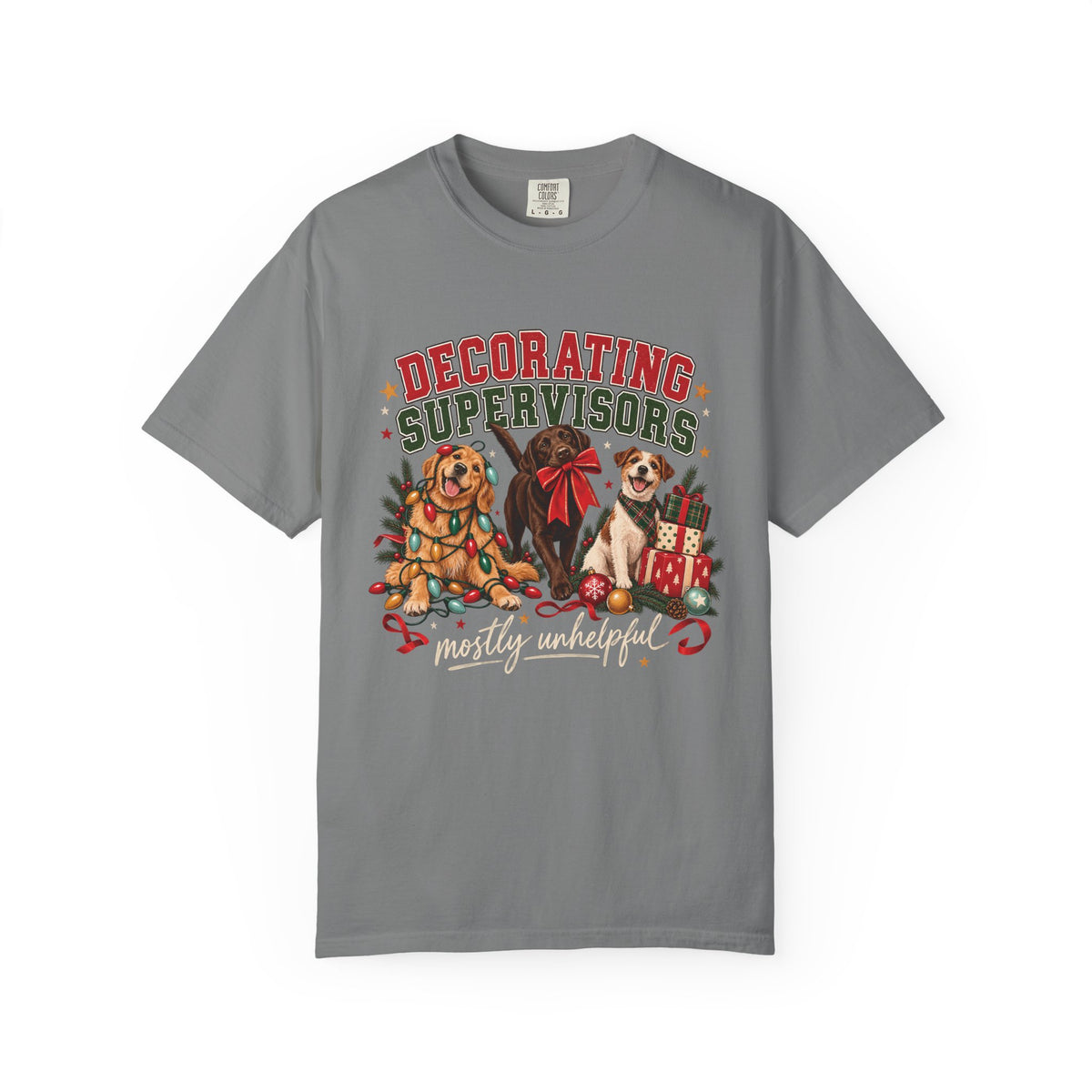 Decorating Supervisors Mostly Unhelpful T-Shirt – Funny Christmas Dog Tee