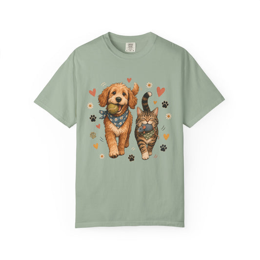 Dog and Cat Best Friends T-Shirt – Cute Pet Parent Graphic T-Shirt