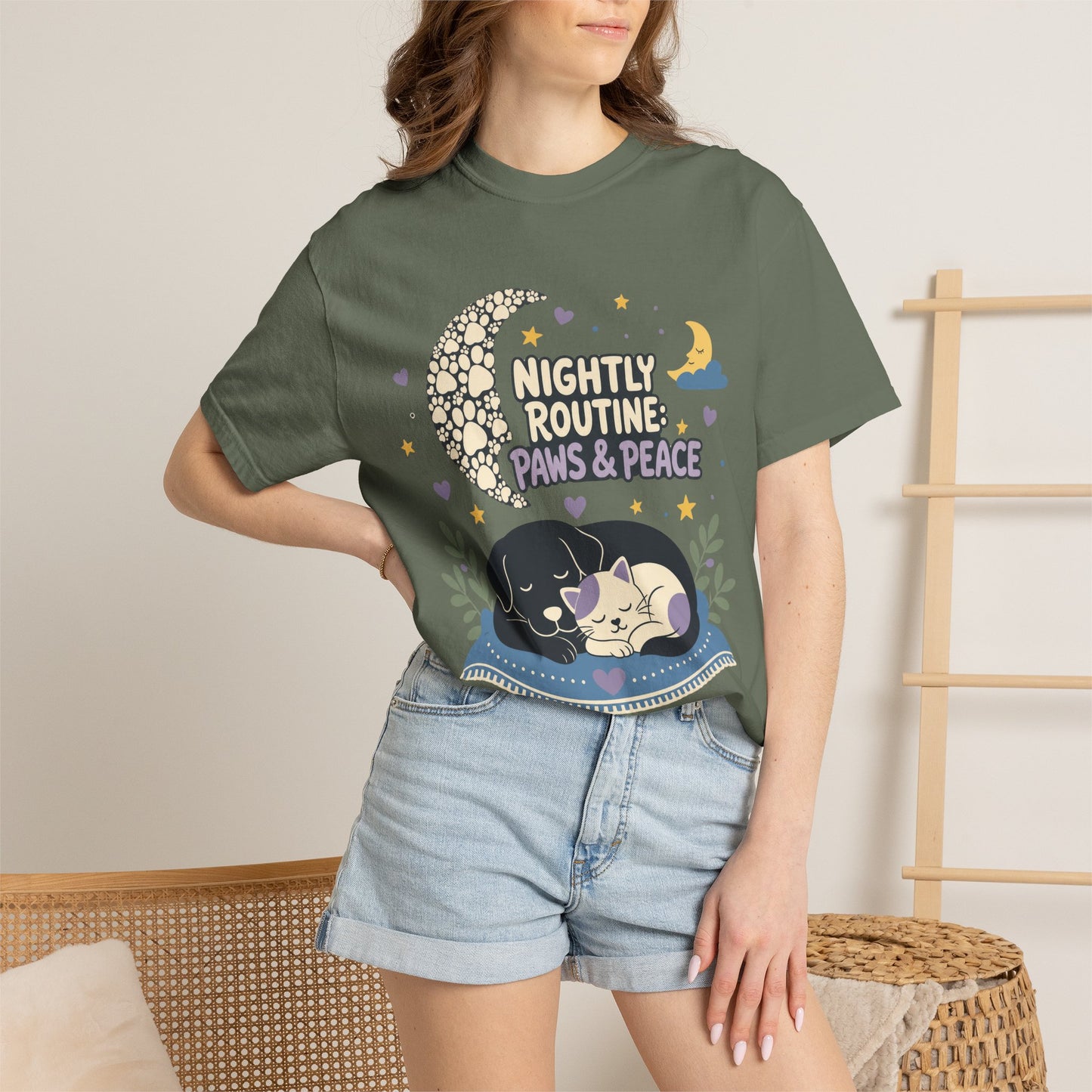 Nightly Routine Paws and Peace — Cute Pet Lover T-Shirt