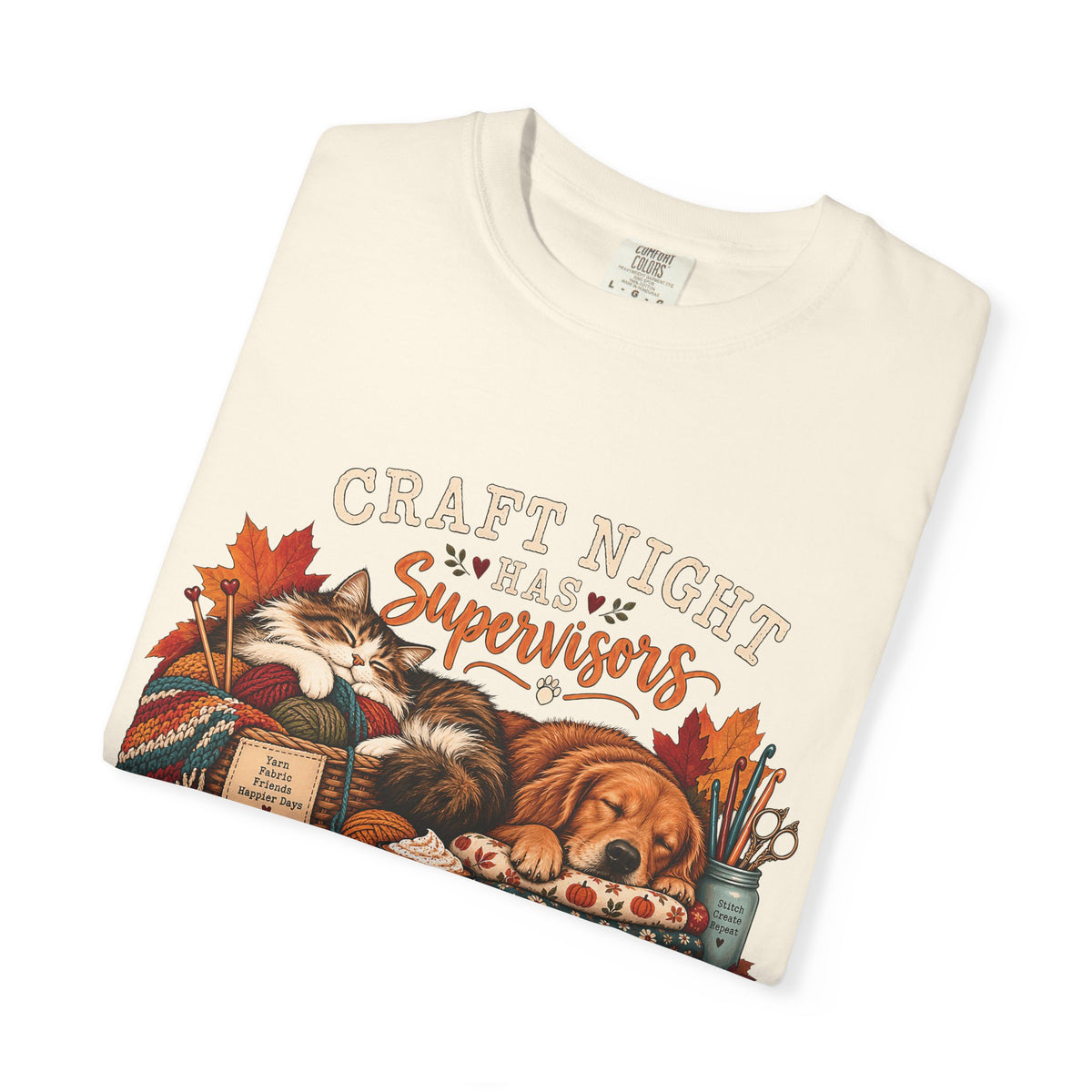 Craft Night Has Supervisors T-Shirt – Funny Dog & Cat Crafter Tee
