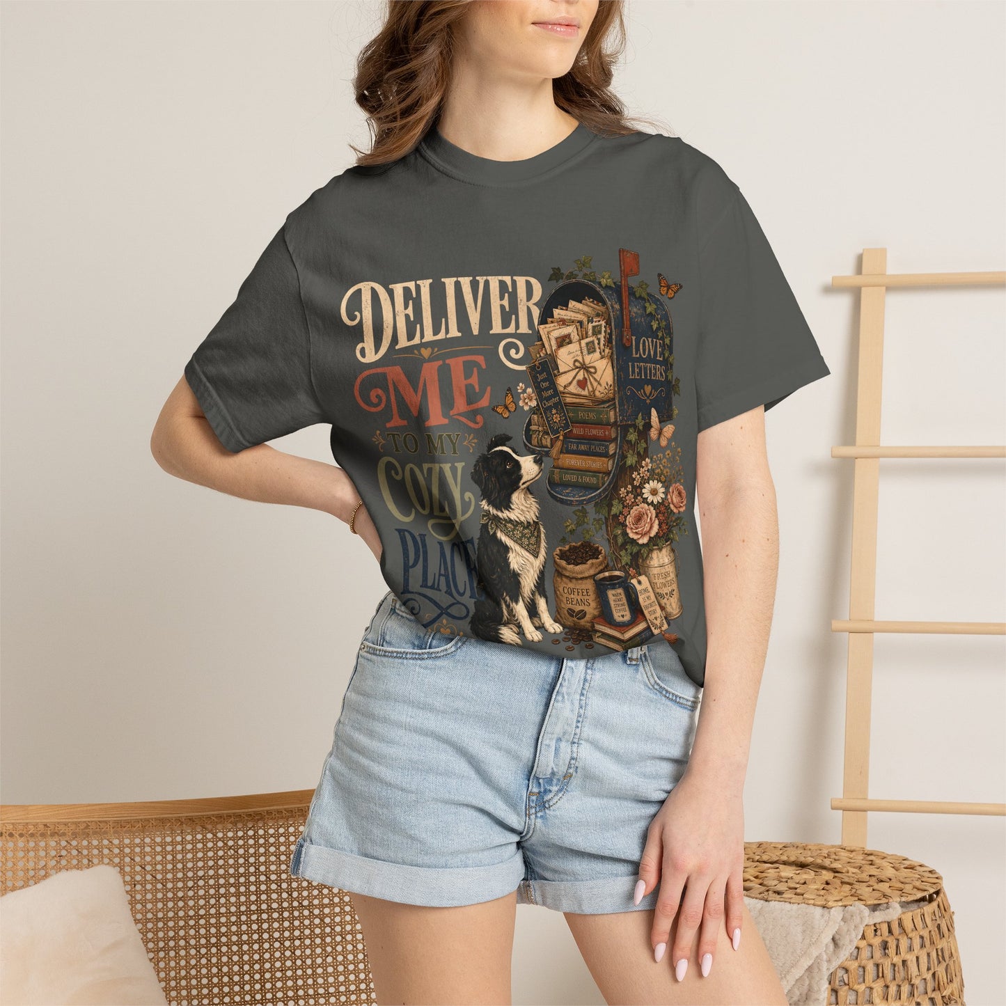Deliver Me to My Cozy Place Shirt | Book Lover Dog Mom T-Shirt | | Cozy Coffee Reader Shirt | Comfort Colors