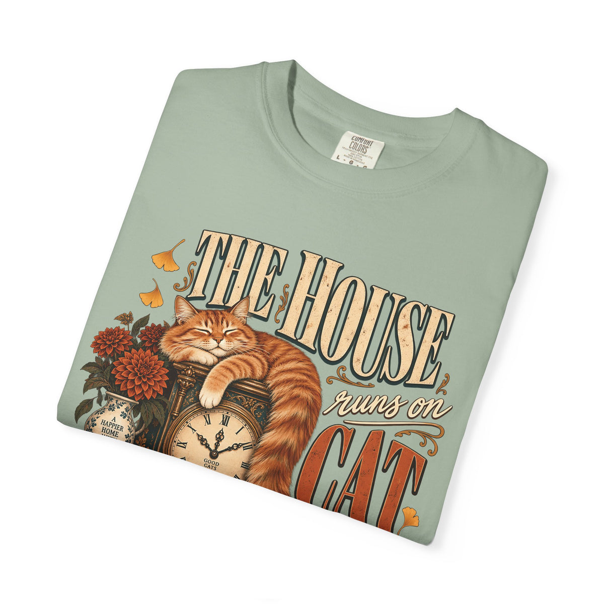 The House Runs on Cat Time T-Shirt – Vintage Ginger Cat Lover Tee