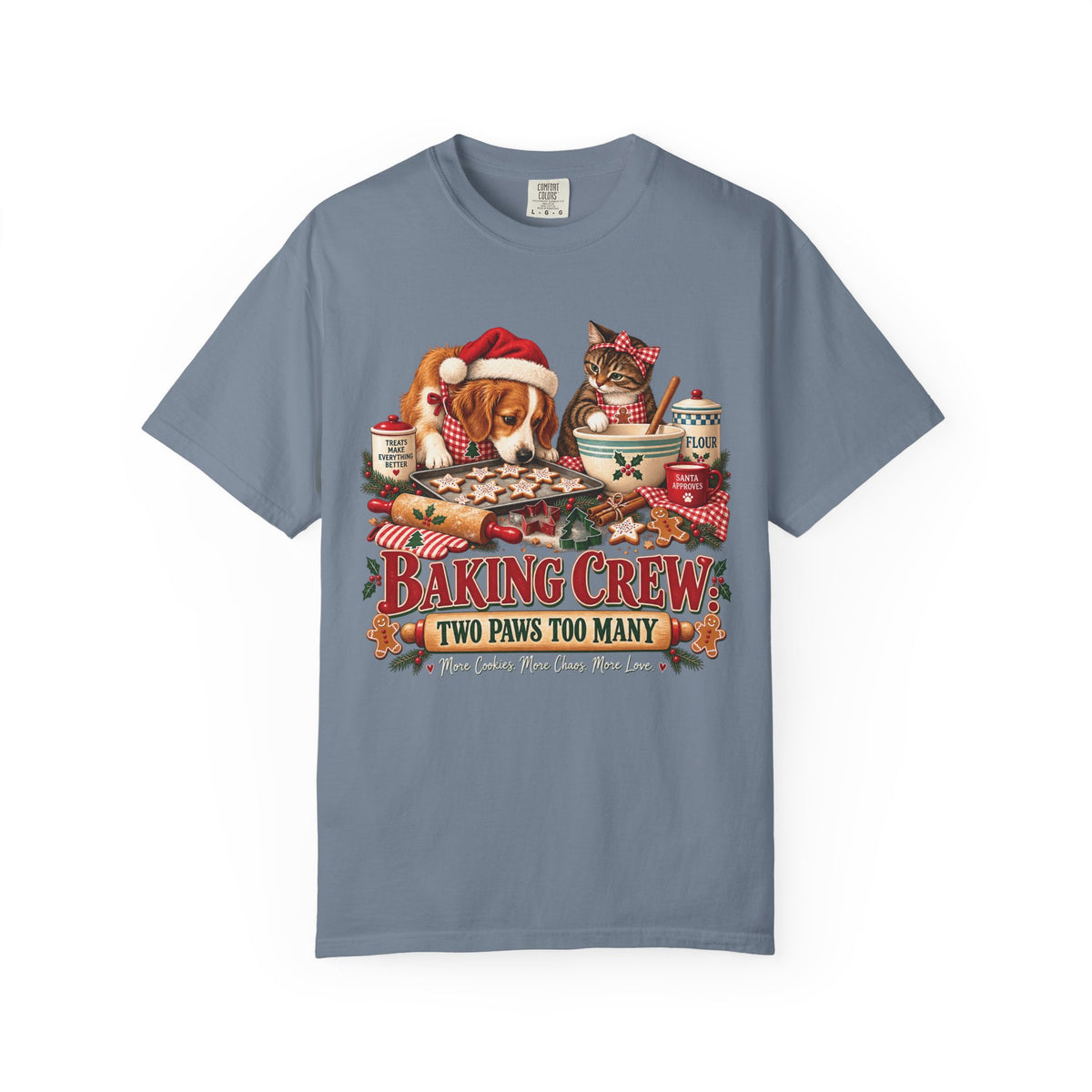 Baking Crew Two Paws Too Many T-Shirt – Funny Christmas Pet Baking Tee