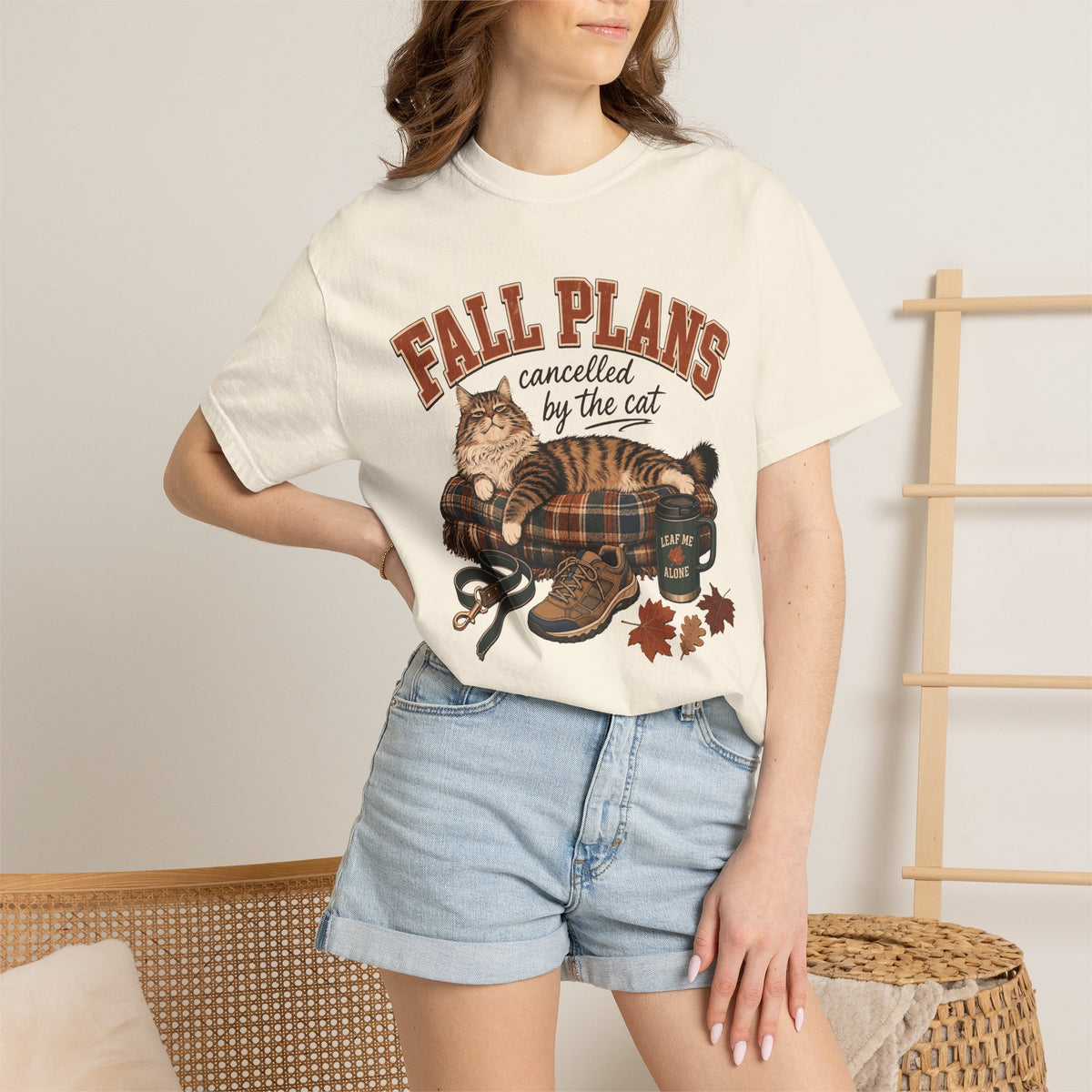 Fall Plans Cancelled By The Cat T-Shirt – Funny Autumn Cat Mom Tee