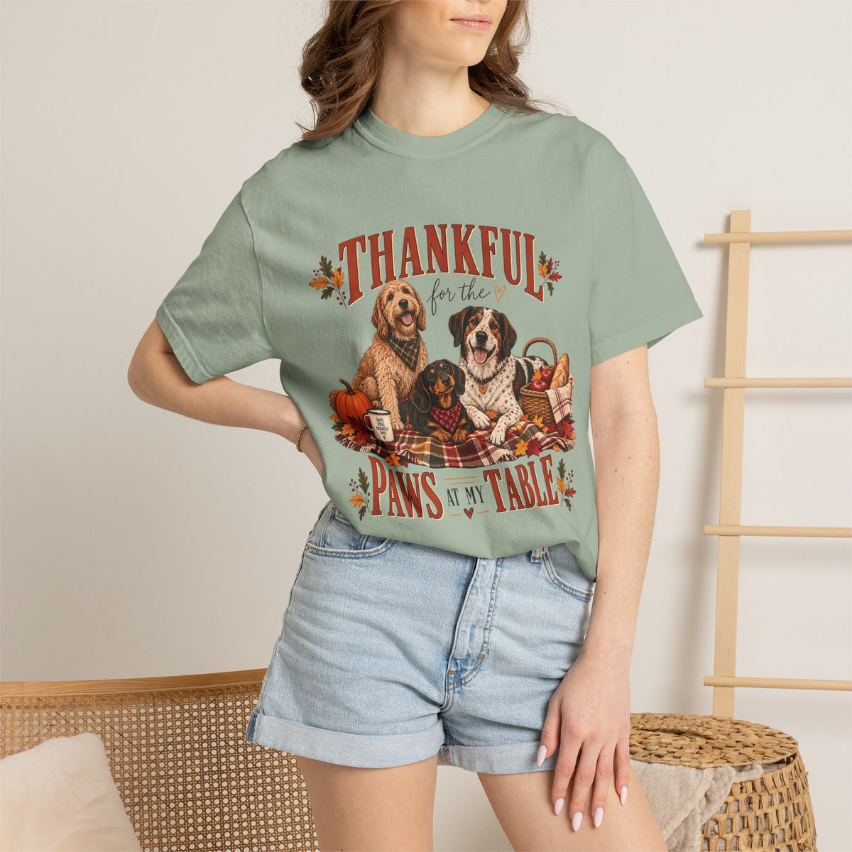Thankful for the Paws at My Table T-Shirt – Thanksgiving Dog Lover Tee