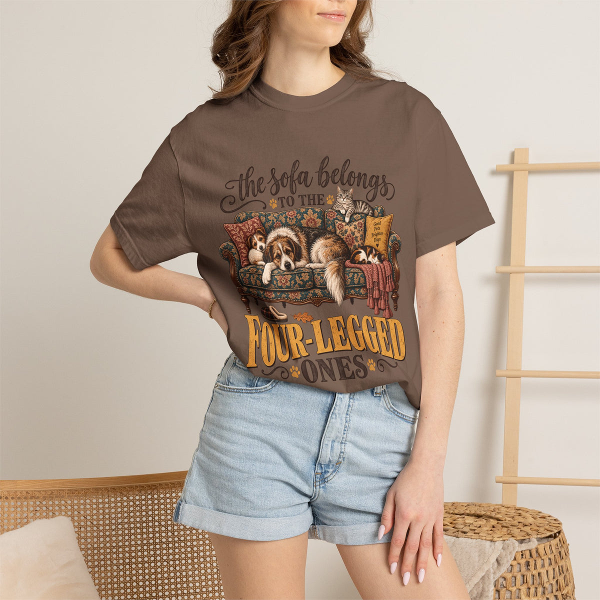 The Sofa Belongs to the Four-Legged Ones T-Shirt – Funny Dog & Cat Lover Tee