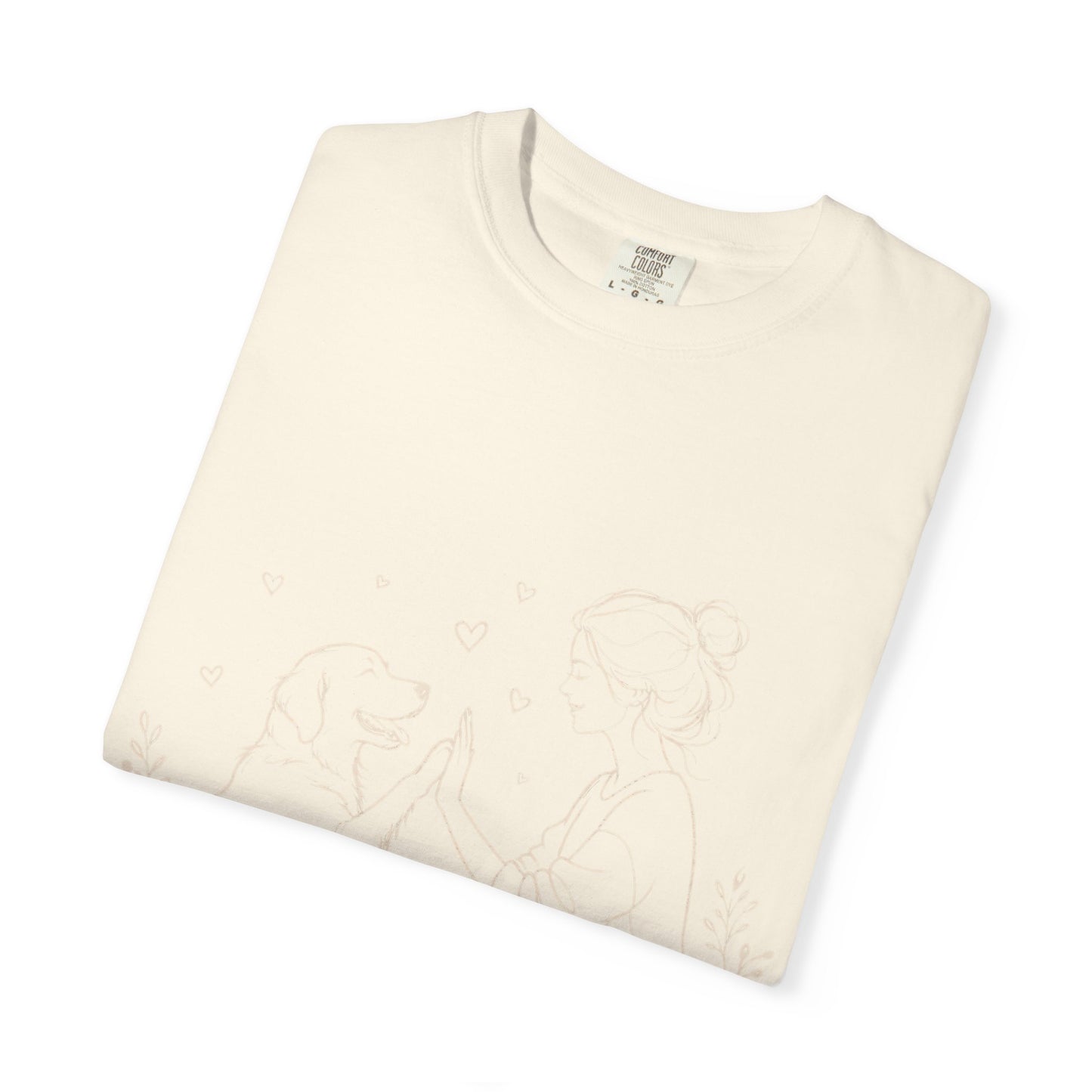 Minimalist Woman and Dog High Five - Cute Pet Lover T-Shirt