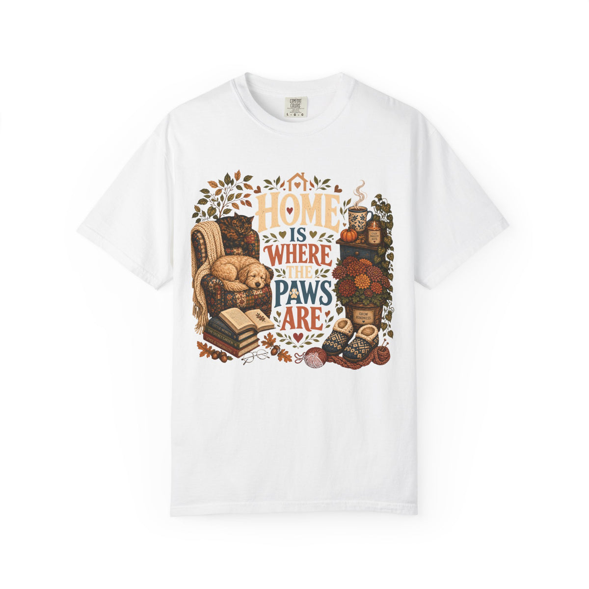 Home Is Where the Paws Are – Cozy Dog & Cat Lover T-Shirt