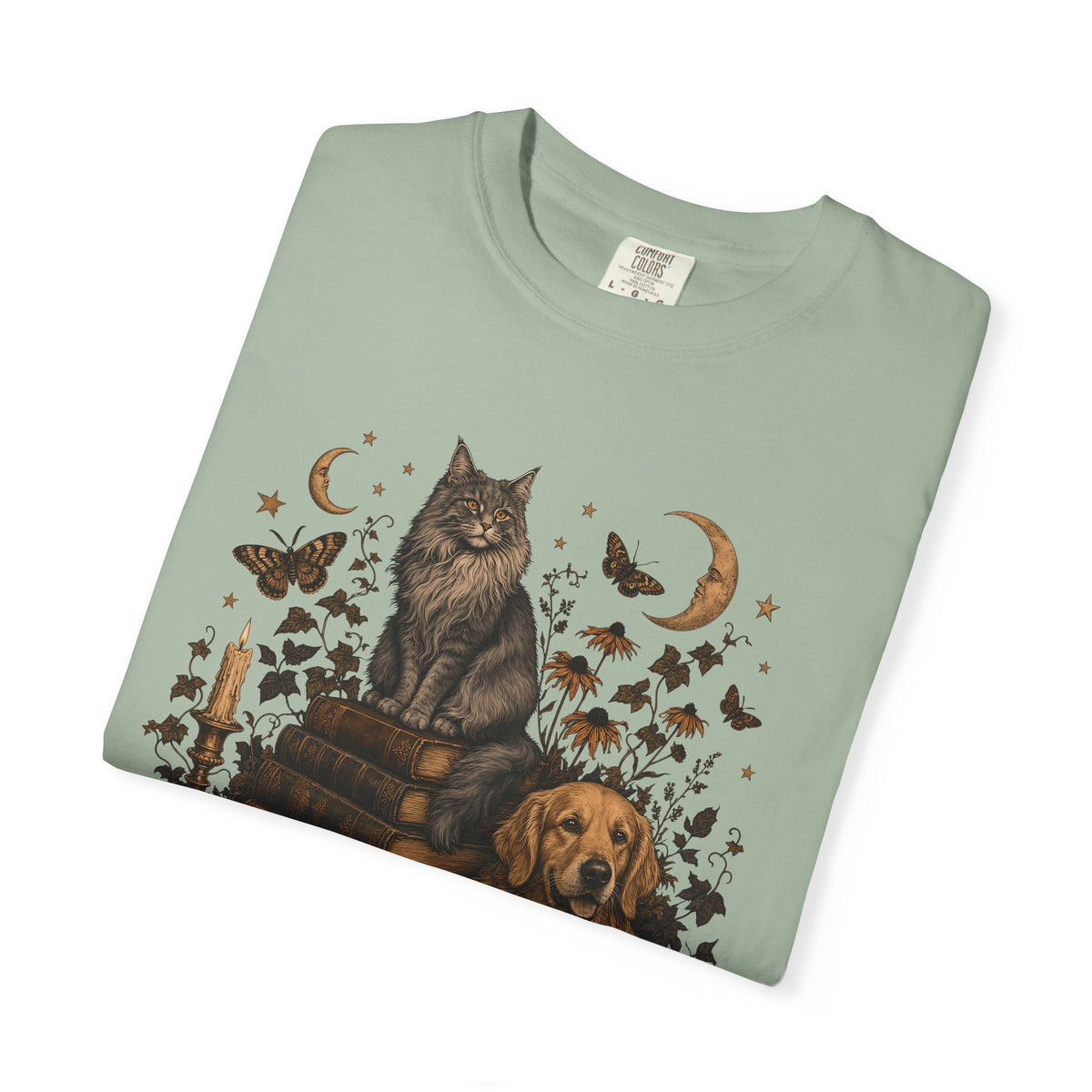 Cozy Autumn Dog & Cat T-Shirt – Dark Academia Pet Lover Tee