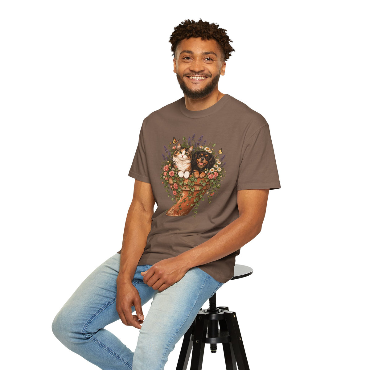Cottage Garden Dog & Cat T-Shirt – Floral Pet Lover Tee