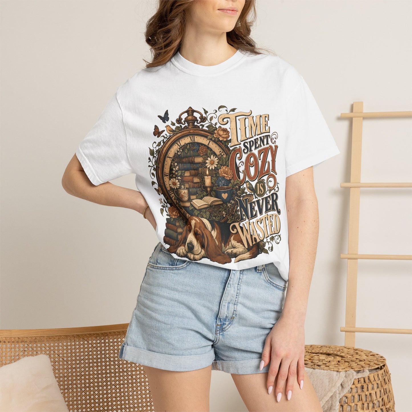 Time Spent Cozy Is Never Wasted — Cute Pet Lover T-Shirt