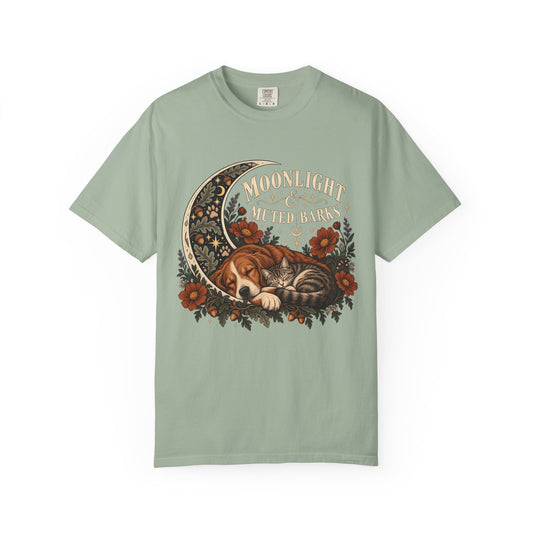 Moonlight & Muted Barks T-Shirt – Celestial Dog & Cat Cottagecore Tee