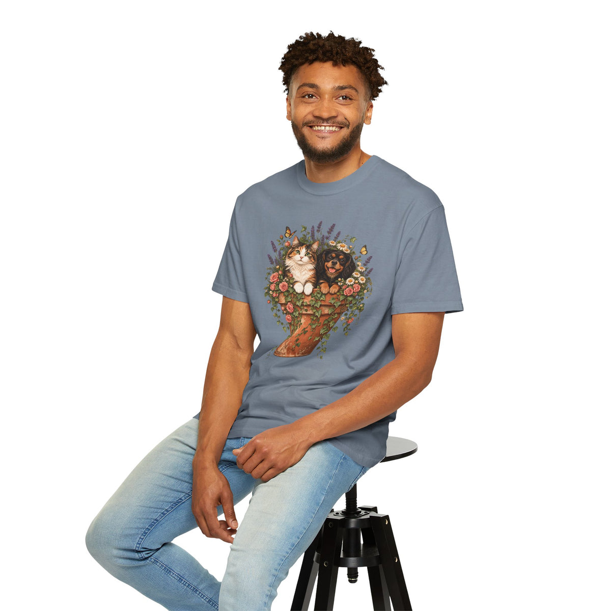 Cottage Garden Dog & Cat T-Shirt – Floral Pet Lover Tee