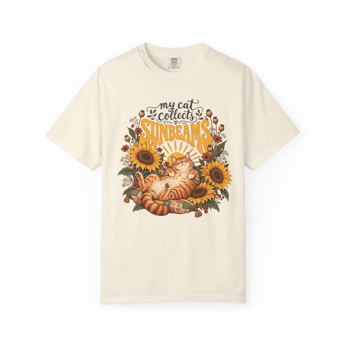 My Cat Collects Sunbeams T-Shirt – Sunflower Ginger Cat Lover Tee