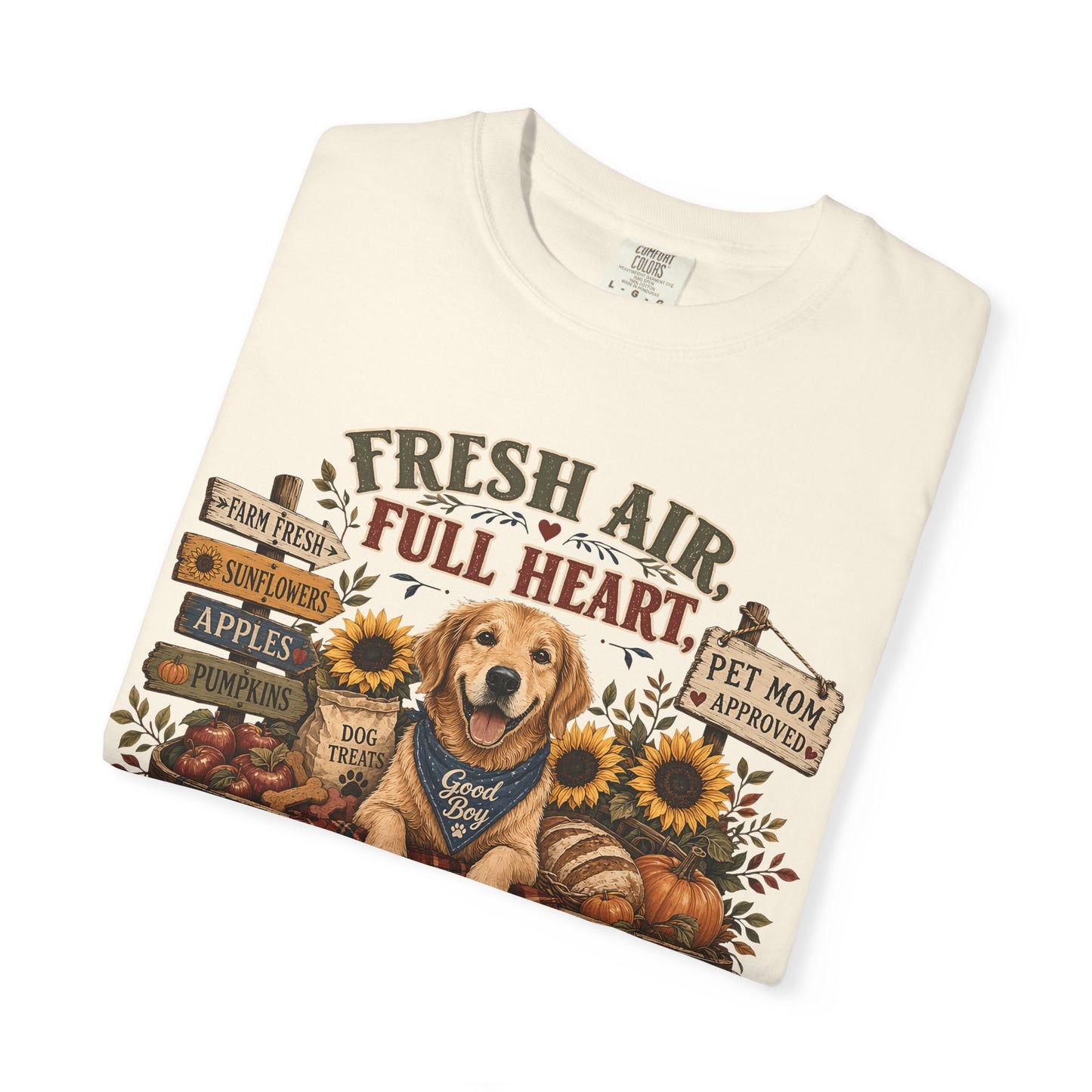Fresh Air Full Heart Happy Dog — Cute Pet Lover T-Shirt
