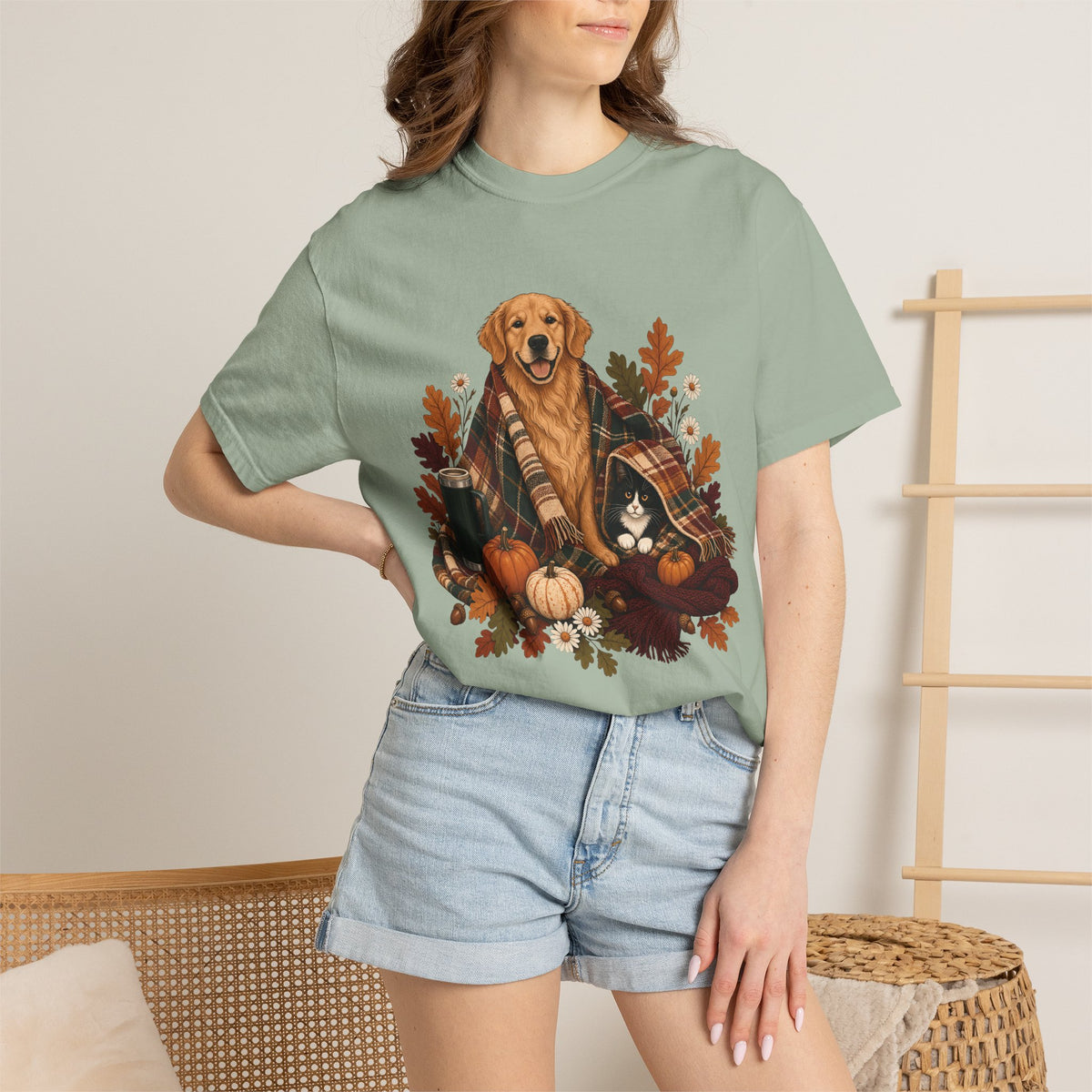 Cozy Fall Dog & Cat T-Shirt – Autumn Pet Parent Tee
